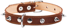 Load image into Gallery viewer, Collar double with spikes brown/black