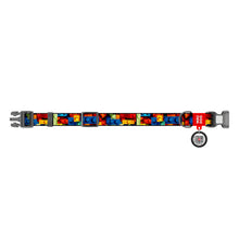 Load image into Gallery viewer, WAUDOG Nylon dog collar and leads with QR passport, "Blocks" design, plastic fastex,