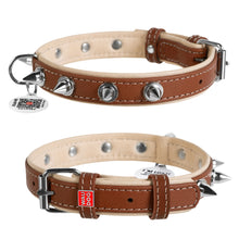 Load image into Gallery viewer, WAUDOG Soft genuine leather dog collar with QR passport