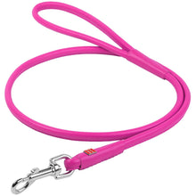 Load image into Gallery viewer, Leather leash for dogs WAUDOG Glamour round pink