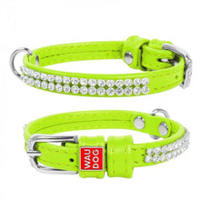 Load image into Gallery viewer, Leather collar for dogs WAUDOG Glamor «Rhinestones»