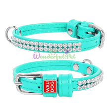 Load image into Gallery viewer, Leather collar for dogs WAUDOG Glamor «Rhinestones»