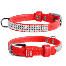 Load image into Gallery viewer, Leather collar for dogs WAUDOG Glamor «Rhinestones»