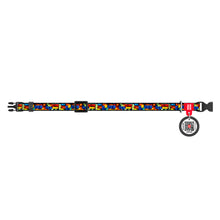 Load image into Gallery viewer, WAUDOG Nylon dog collar and leads with QR passport, "Blocks" design, plastic fastex,
