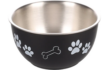 Load image into Gallery viewer, FLAMINGO FEEDING AND DRINKING BOWL WITH LID KENA ROUND BLACK & SILVER