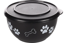 Load image into Gallery viewer, FLAMINGO FEEDING AND DRINKING BOWL WITH LID KENA ROUND BLACK & SILVER