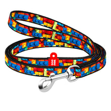 Load image into Gallery viewer, WAUDOG Nylon dog collar and leads with QR passport, "Blocks" design, plastic fastex,