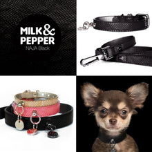 Load image into Gallery viewer, SALE MILK & PEPPER Dog leash NAJA black crocodile look
