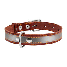 Load image into Gallery viewer, WAUDOG LEATHER COLLAR WITH REFLECTING RIBBON
