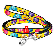 Load image into Gallery viewer, WAUDOG Nylon dog collar with QR passport, "Furry monsters" design, plastic fastex