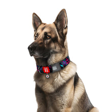 Load image into Gallery viewer, WAUDOG Nylon dog collar with QR pet tag, "Endless Worlds" design, plastic fastex,