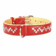 Load image into Gallery viewer, Leather collar Collar Brilliance with premium rhinestones,red,white and black