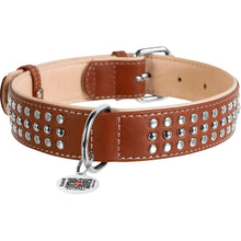 Load image into Gallery viewer, Collar for dogs leather WAUDOG Soft with QR-passport, metal decorations