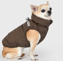 Load image into Gallery viewer, Puppia Puffer Vest Harness Jumper Green/Brown