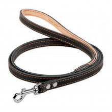 Load image into Gallery viewer, WAUDOG Leash double collar with stitching black/brown
