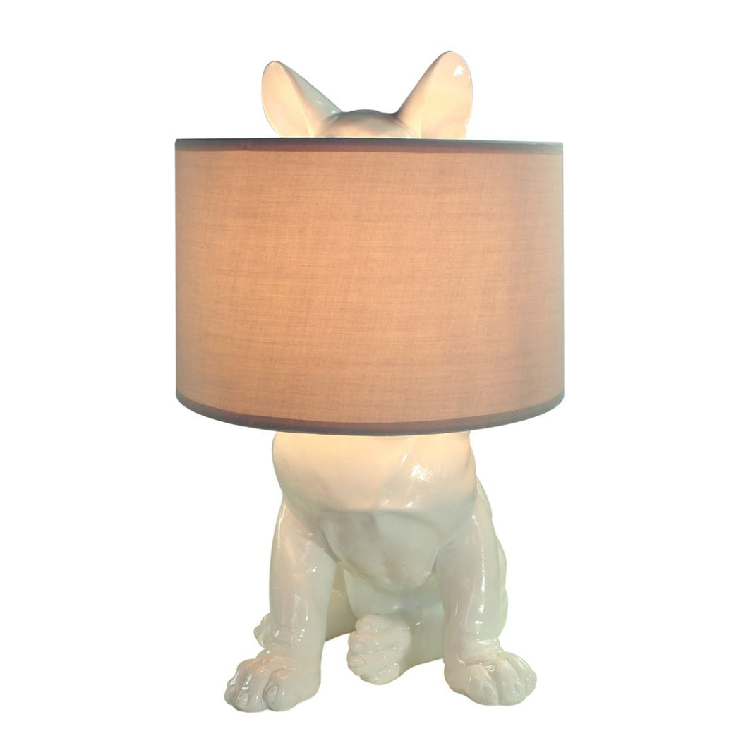 Happy House  Lamp with hidden dog Glossy White