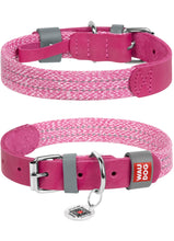 Load image into Gallery viewer, Waudog classic genuine leather and recycled cotton dog collar
