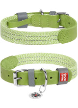 Load image into Gallery viewer, Waudog classic genuine leather and recycled cotton dog collar
