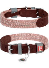 Load image into Gallery viewer, Waudog classic genuine leather and recycled cotton dog collar
