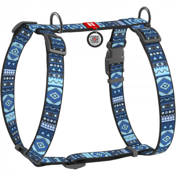 Harness for dogs anatomical  WAUDOG Nylon with QR passport, with pattern 