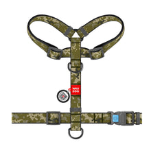 Load image into Gallery viewer, WAUDOG NYLON DOG H-HARNESS WITH QR PET TAG, &quot;MILITARY&quot; DESIGN, PLASTIC FASTEX
