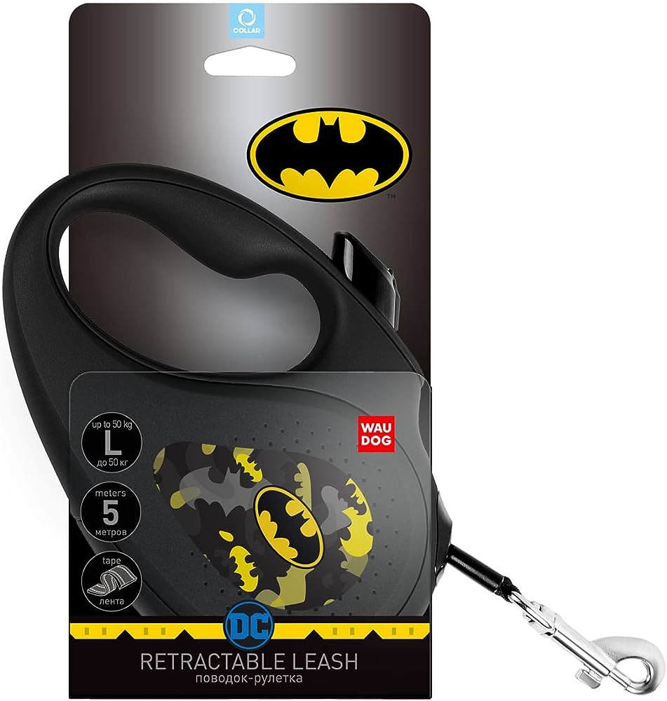 COLLAR  retractable WAUDOG leashes have the iconic images of popular superheroes -BATMAN