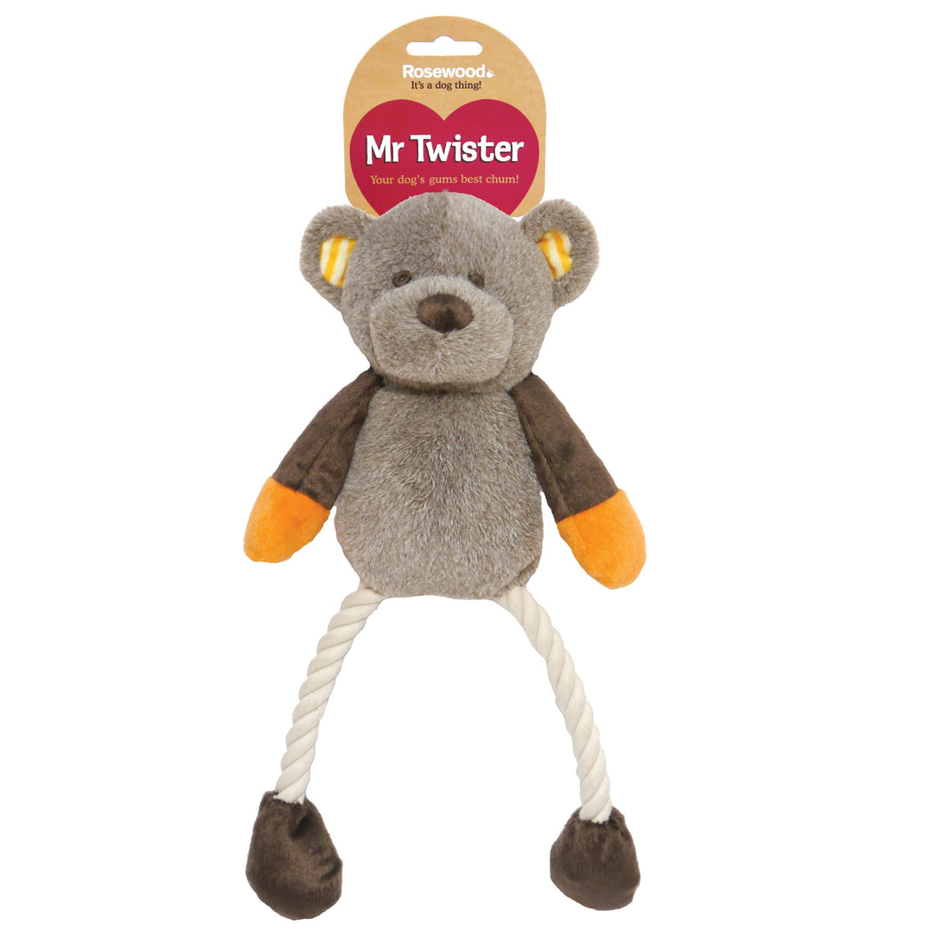 Rosewood  Mister Twister Teddy Twister Plush Dog Toy