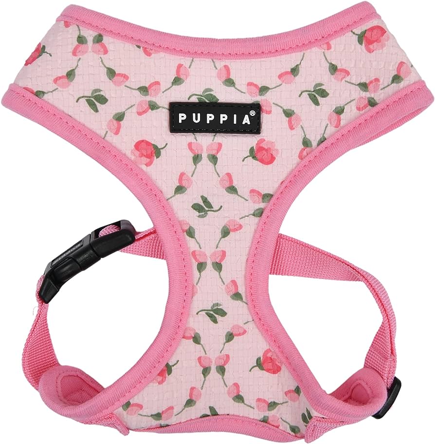 PUPPIA Spring and Summer Fashion Over-The-Head Dog Harness, Pink_Florian