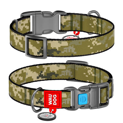 WAUDOG NYLON DOG COLLAR WITH QR PET TAG, 