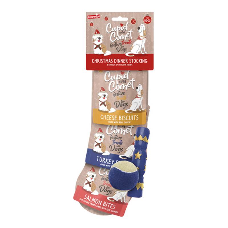 Cupid & Comet Christmas Dinner Dog Stocking