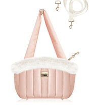 Load image into Gallery viewer, Milk and Pepper, French Designer Nanouk Carry Bag Pink with off-white Fur
