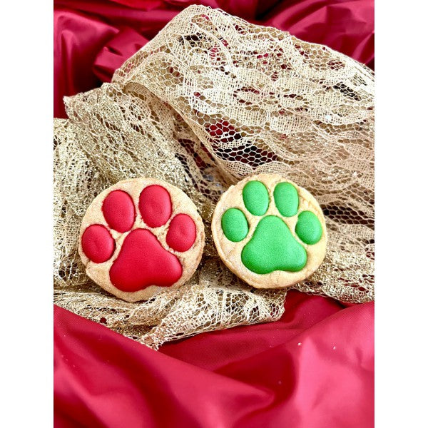 Dolci Impronte Xmas Paws 5 Handcrafted Biscuits - Red and Green Paws - 100g