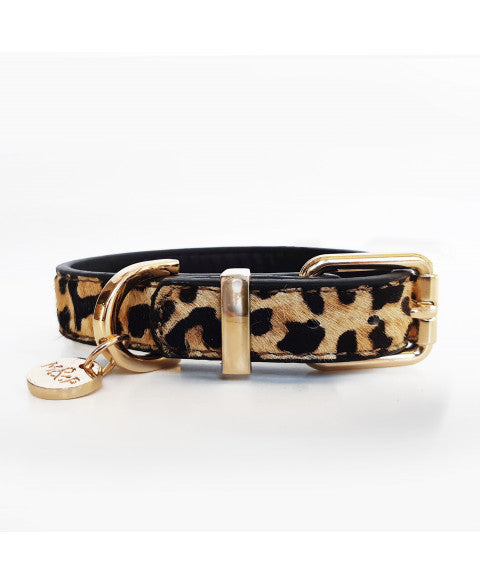 MILK AND PEPPER Leather Collar Leopard Design