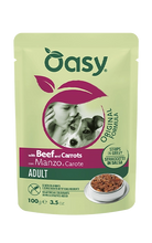 Load image into Gallery viewer, OASY 100g pouches of meat strips in gravy.
