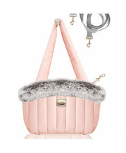 Load image into Gallery viewer, Milk and Pepper, French Designer Nanouk Carry Bag Pink with Grey Fur
