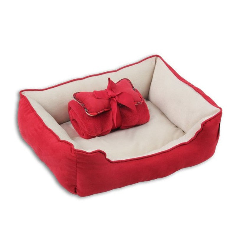 Pawise Pet Bed w/Blanket & Bone Red/Blue/Coffee 56x43x18cm