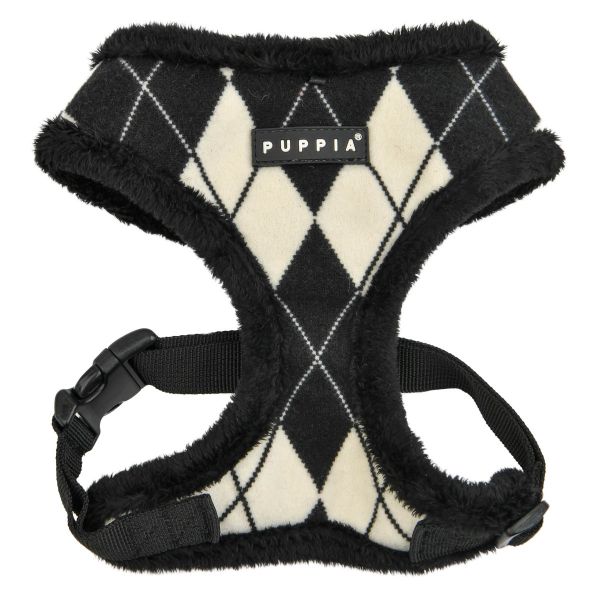 Puppia DIAMOND PATTERN HARNESS Jaden Black with Matching Lead